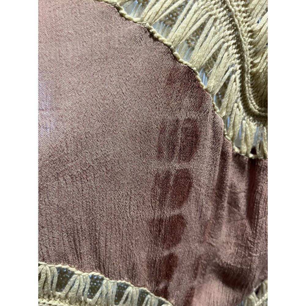 Umgee Boho Pink Tie Dye Top Size L Crochet open weave Festival High Low Hem - Picture 11 of 16